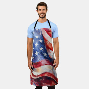 Delantal Patriótico Bandera Americana Acuarela
