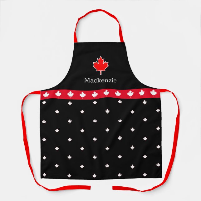 Delantal Patriótico Canadiense Chef Red and White Maple Lea (Anverso)