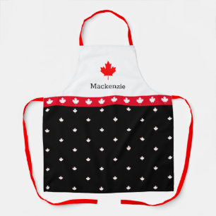 Delantal Patriótico canadiense rojo negro y blanco con arce