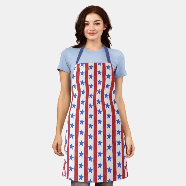 Delantal Patriótico Rojo Blanco y Azul (Gastado)
