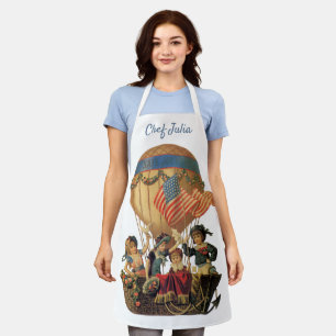 Delantal Patriótico vintage, niños en globo aerostático