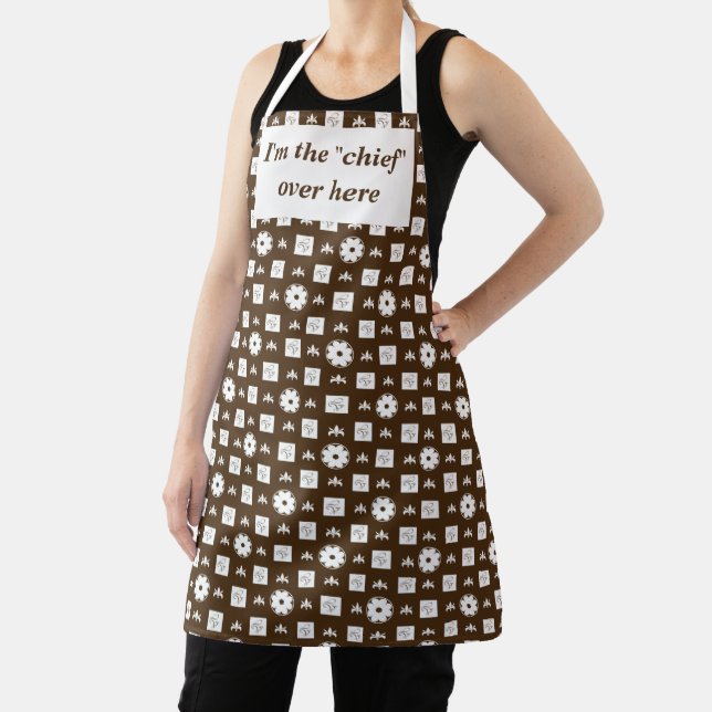 Delantal Patrón a cuadros elegante blanco y marrón (in situ)