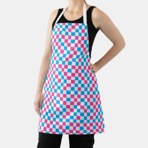 Delantal Patrón a cuadros rosa azul y blanco