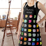 Delantal Patrón abstracto personalizado Artistas Black Apro<br><div class="desc">El delantal de este artista está decorado con un colorido patrón abstracto de acuarela sobre un fondo negro. Personalizable fácil. Porque creamos nuestra obra de arte no encontrarás este diseño exacto de otros diseñadores. Acuarela original © Michele Davies.</div>