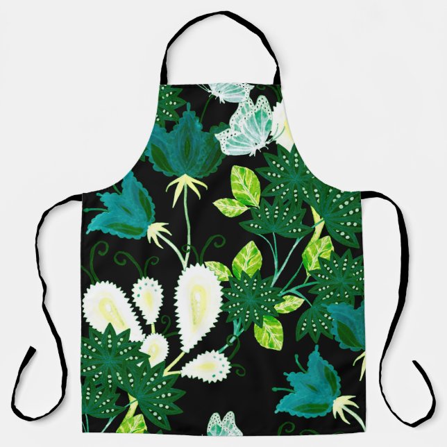 Delantal Patrón acuarela sin fisuras con flores de fantasía (Anverso)