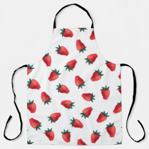 Delantal Patrón acuarela transparente con fresas
