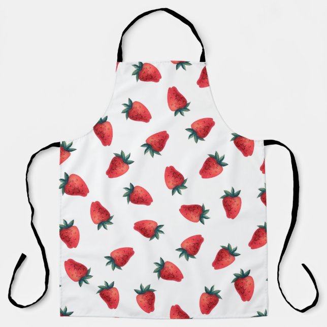 Delantal Patrón acuarela transparente con fresas (Anverso)