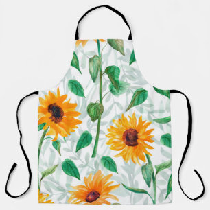 Delantal Patrón acuarela transparente con girasoles
