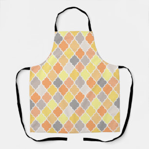 Delantal Patrón amarillo, naranja y quatrefoil gris
