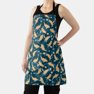 Delantal Patrón amarillo y azul - Koi Fish