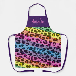 Delantal Patrón animal colorido del leopardo del arco iris