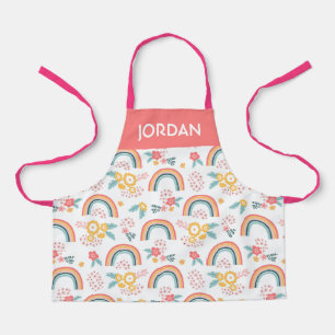 Delantal Patrón arcoiris floral colorido