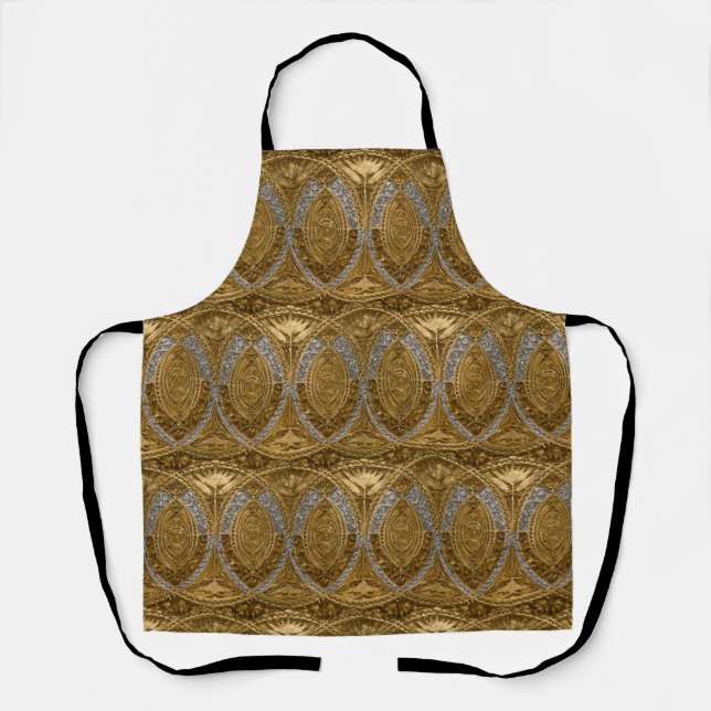 Delantal Patrón Art Deco de plata y oro (Anverso)