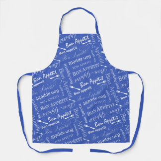 Delantal Patrón azul y blanco del chef francés Bon Appetit