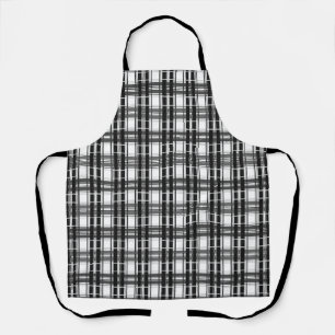 Delantal Patrón blanco y negro Geometría de Tartán verifica