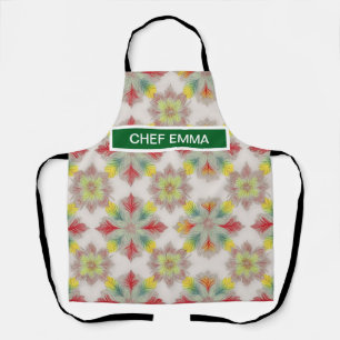 Delantal Patrón BOHO verde rojo