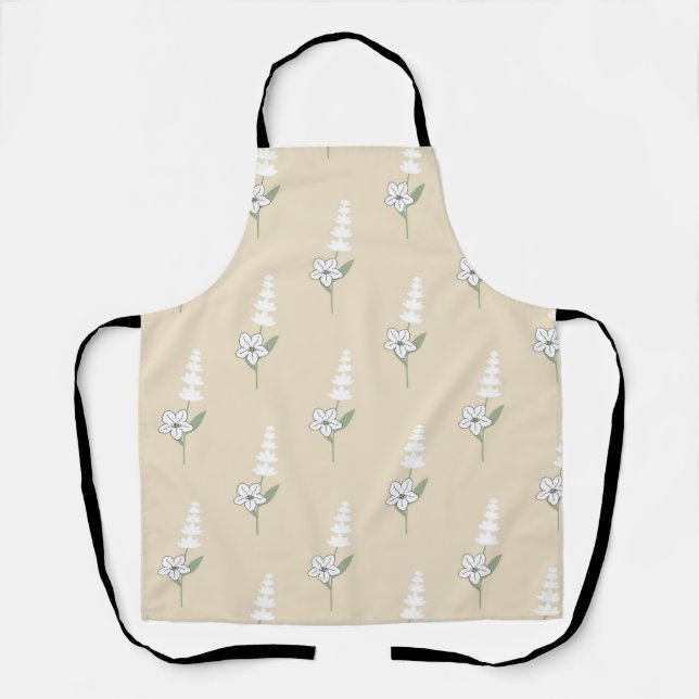 Delantal Patrón Botánico Bohemio Beige Floral (Anverso)
