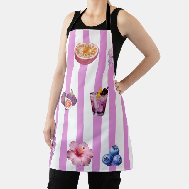 Delantal Patrón Botánico de Acuarela de Lavanda (in situ)