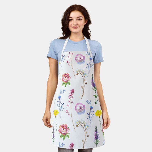 Delantal Patrón botánico de bonito Flor silvestre (Gastado)