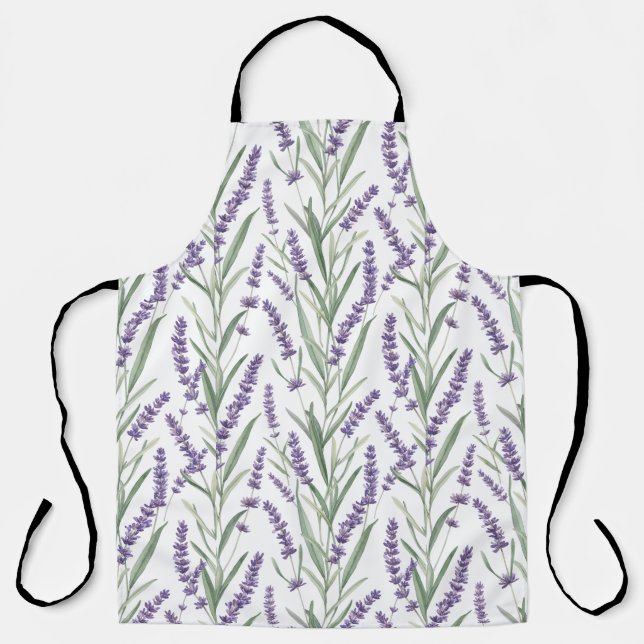 Delantal Patrón botánico de lavanda (Anverso)
