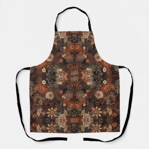 Delantal Patrón Botánico de Terracota Sábila Boho Oscuro