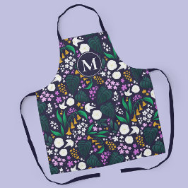 Delantal Patrón Botánico Floral de la Luna de la Noche