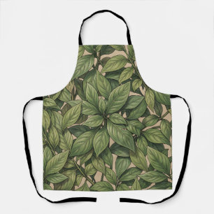 Delantal Patrón botánico vintage de hoja verde sin costuras