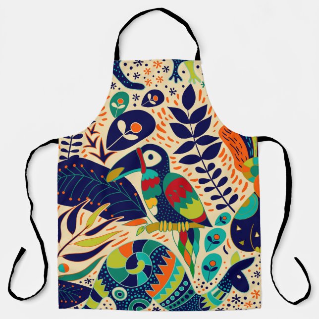 Delantal Patrón brillante y transparente. Fondo floral amar (Anverso)