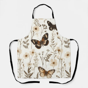 Delantal Patrón caprichoso de mariposa y flor