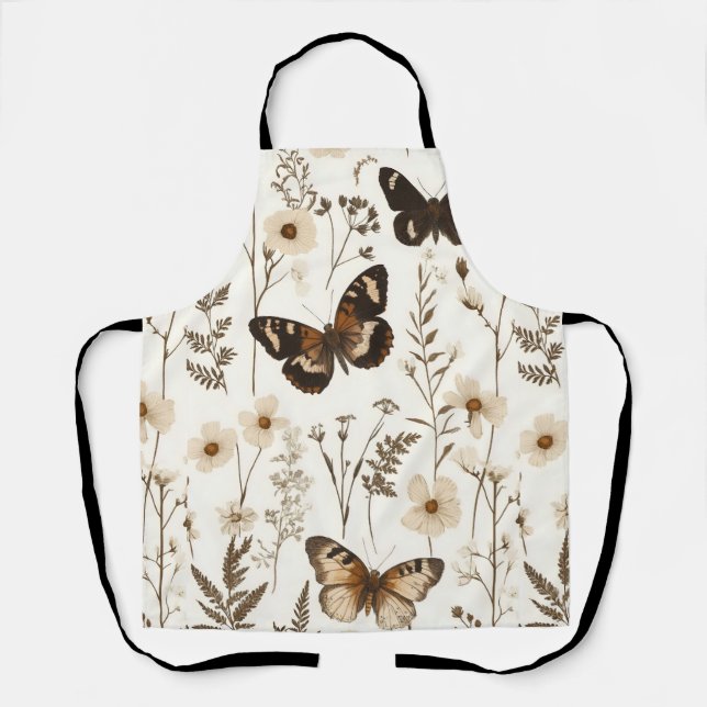 Delantal Patrón caprichoso de mariposa y flor (Anverso)