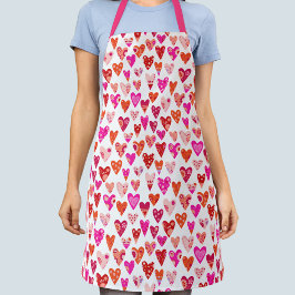 Delantal Patrón cardíaco Rojo Rosa Moderno