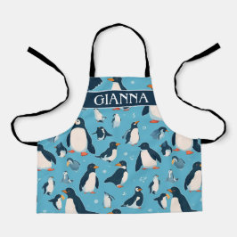 Delantal Patrón colorido de Adelie Penguin Pastel