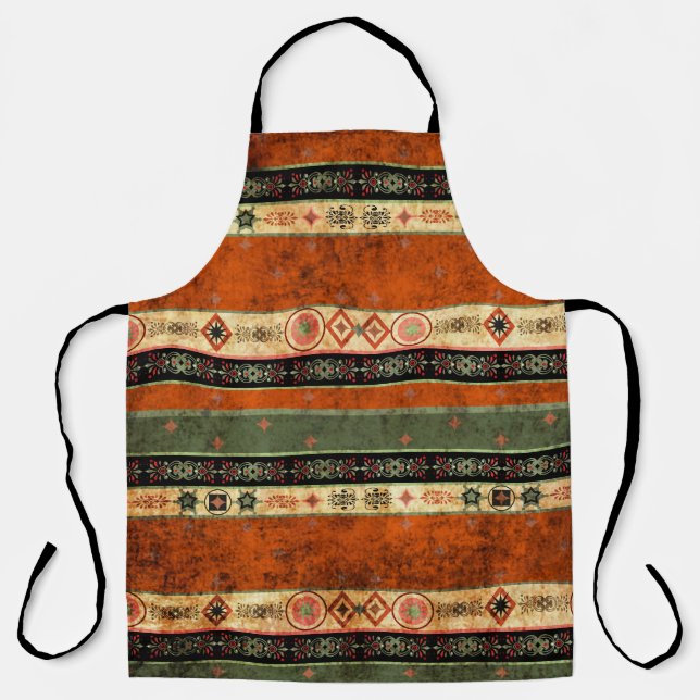 Delantal Patrón Colorido De La Étnica Boho Grunge. (Anverso)