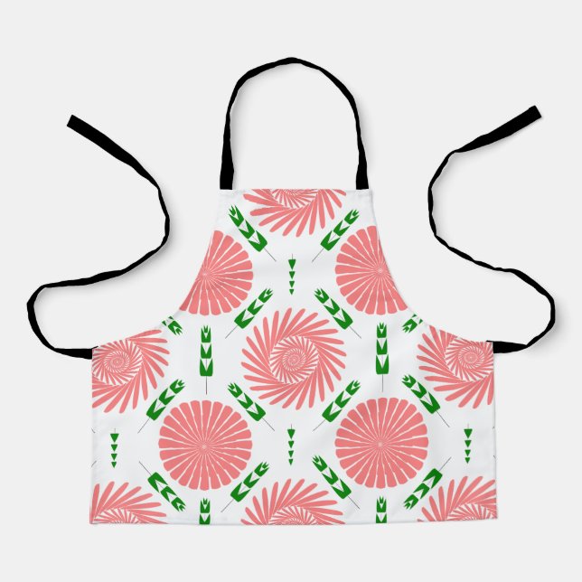 Delantal patrón con flores rosas (Anverso)