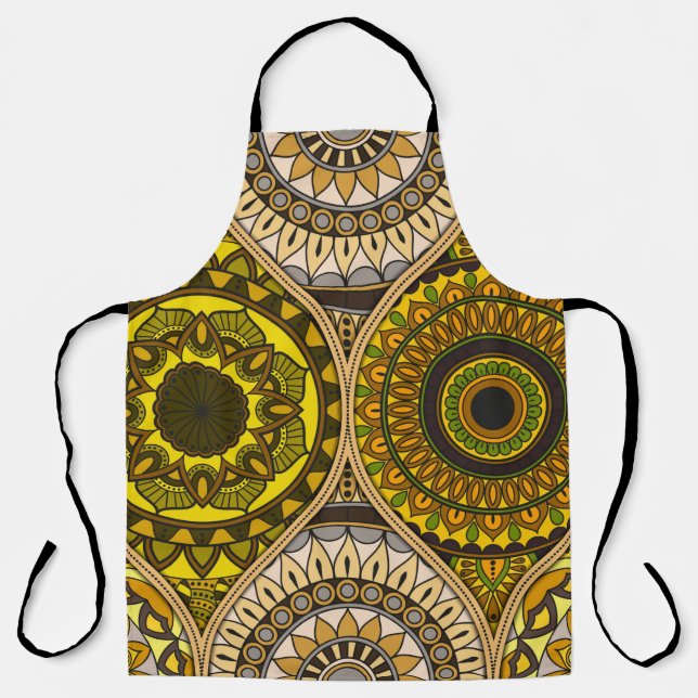 Delantal Patrón con mandalas. Elementos decorativos de époc (Anverso)