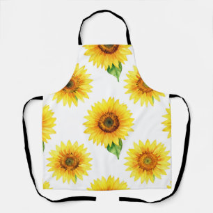 Delantal Patrón continuo de acuarela de girasol brillante