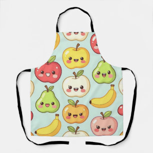 Delantal Patrón continuo de frutas Kawaii lindo dibujo anim