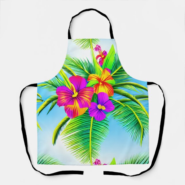 Delantal Patrón continuo tropical hawaiano (Anverso)