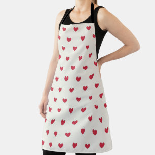 Delantal Patrón Corazón Rojo Cute
