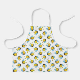 Delantal Patrón de abeja de burbujas alegre y suave blanco