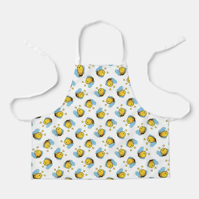 Delantal Patrón de abeja de burbujas alegre y suave blanco (Anverso)