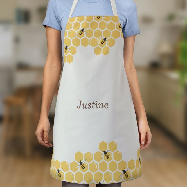 Delantal Patrón de abeja y abeja (Bee and Honeycomb Pattern Apron)