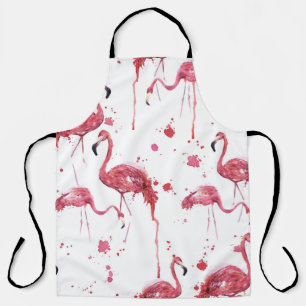Delantal Patrón de acuarela de flamenco, diseño vibrante.