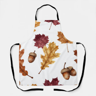 Delantal Patrón de acuarela de hojas de roble de otoño