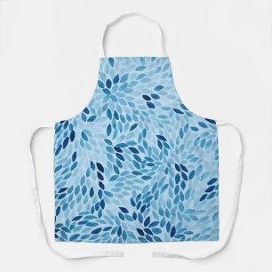 Delantal Patrón de acuarela de pétalos azules artísticos
