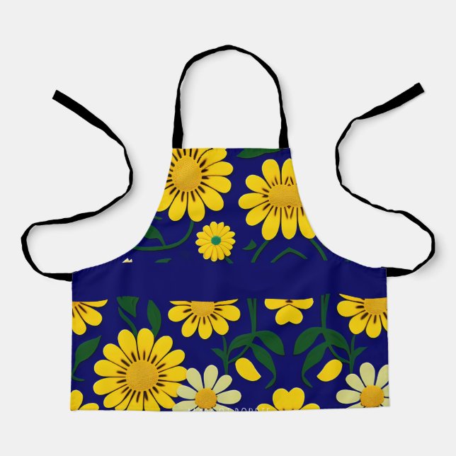 Delantal Patrón de acuarela floral amarilla (Anverso)