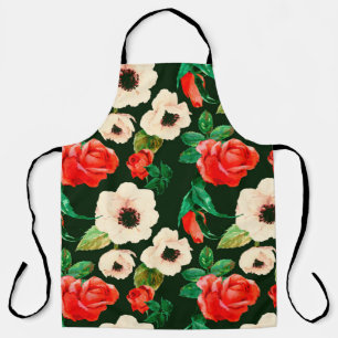Delantal Patrón de acuarela floral sin fisuras. Cachorros