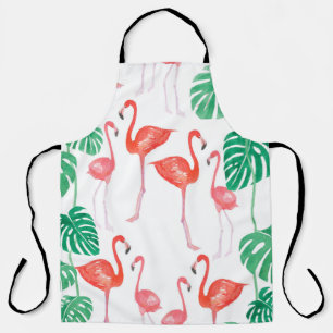 Delantal Patrón de acuarela sin foco con familia de flaming