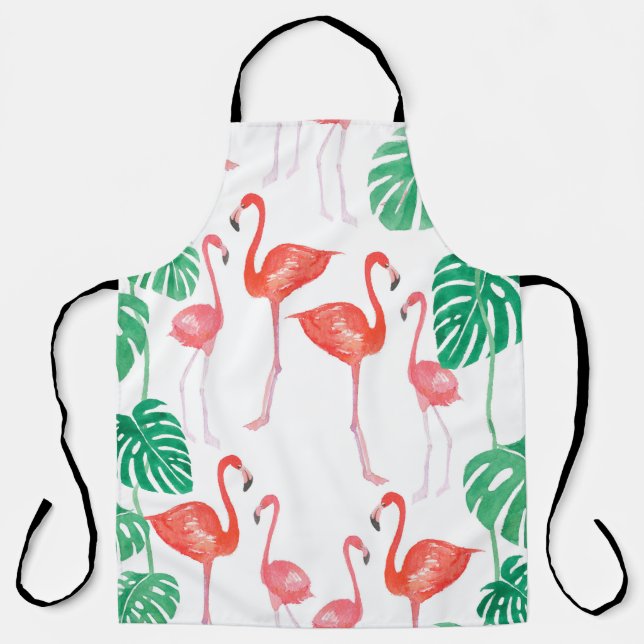 Delantal Patrón de acuarela sin foco con familia de flaming (Anverso)
