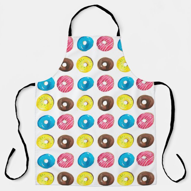 Delantal Patrón de acuarela sin foco con pequeños donuts (Anverso)